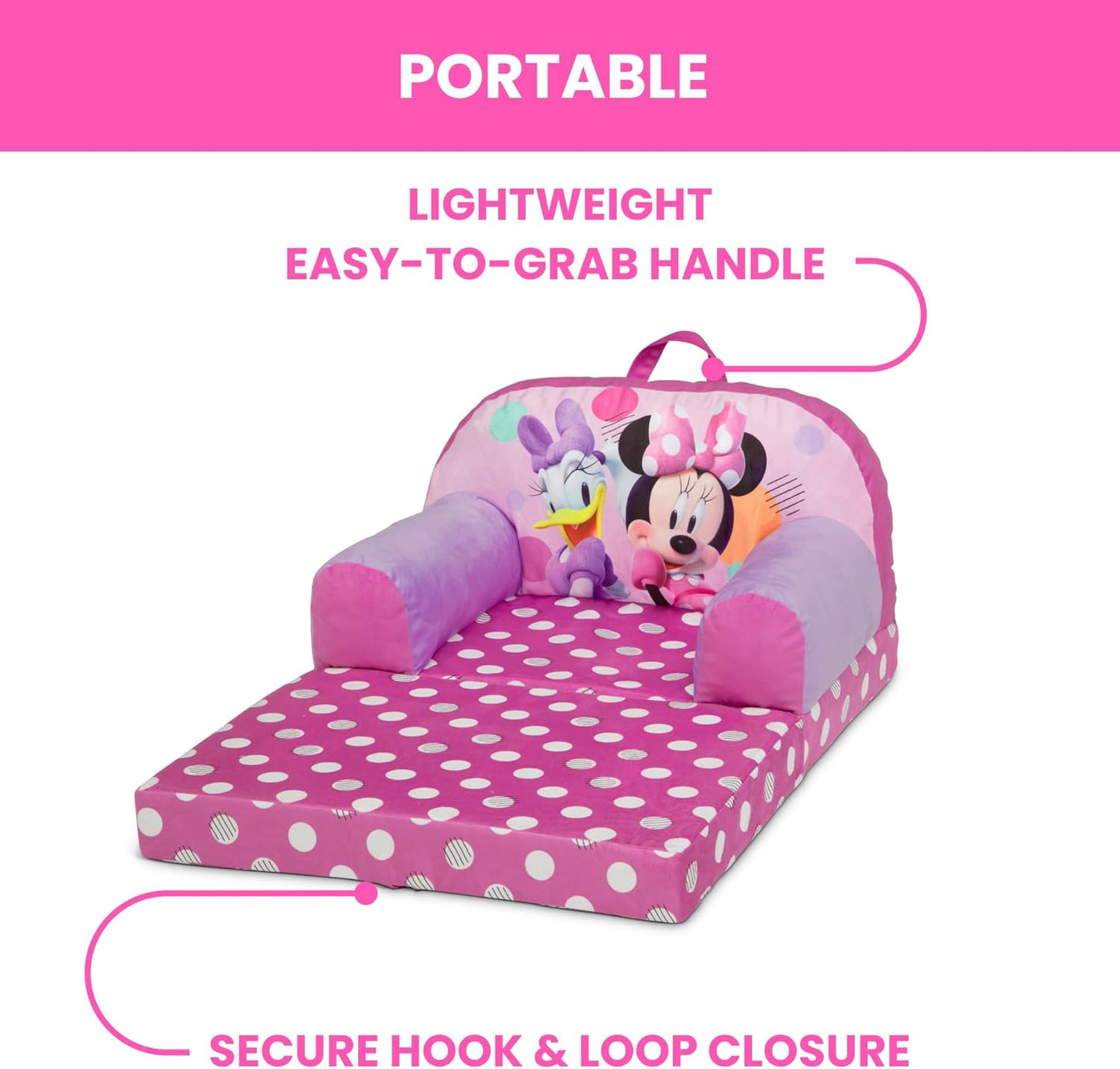 - Minnie Mouse Cozee Buddy Flip-Out Kids Chair, Pink