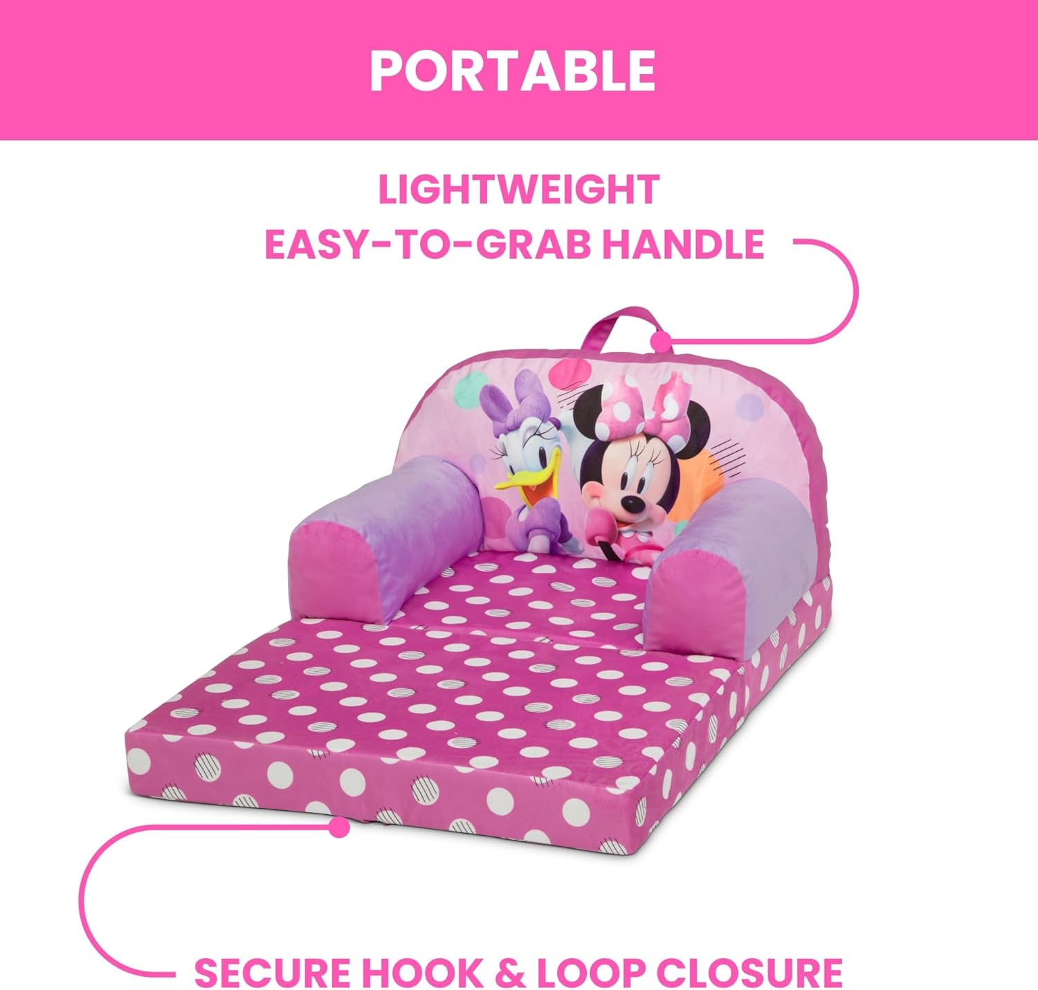 - Minnie Mouse Cozee Buddy Flip-Out Kids Chair, Pink