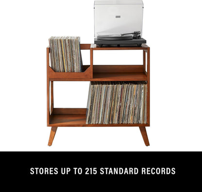 Asheville Mid-Century Modern Media Console Record Player Stand, Storage for Vinyl Records, Medium, Walnut
