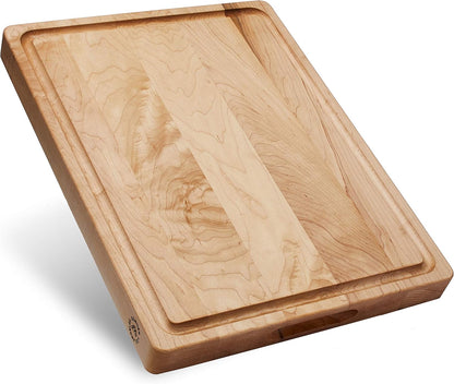 , Made in USA, Large Thick Maple Wood Cutting Board for Kitchen with Juice Groove, Sorting Compartment, Charcuterie Wooden Board 17X13X1.5 in (Gift Box Included)