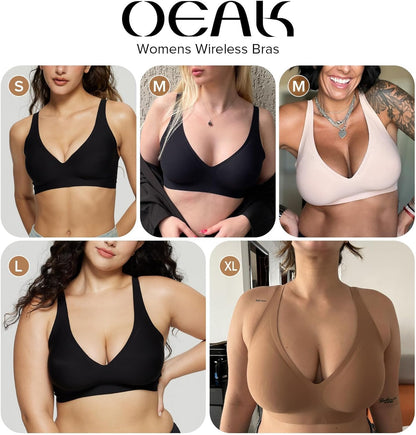 Womens Deep V Bras Wireless Comfortable Bra Supportive No Underwire Bras Tshirt Push up Bralettes Plunge Seamless Bra