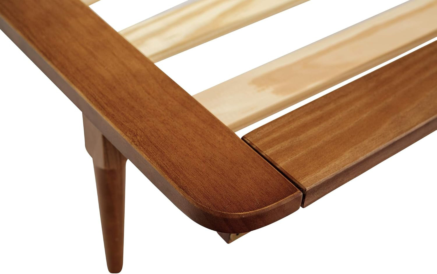 Mid Century Modern Solid Wood Spindle Platform Bed Headboard Footboard Bed Frame Bedroom, Twin, Caramel