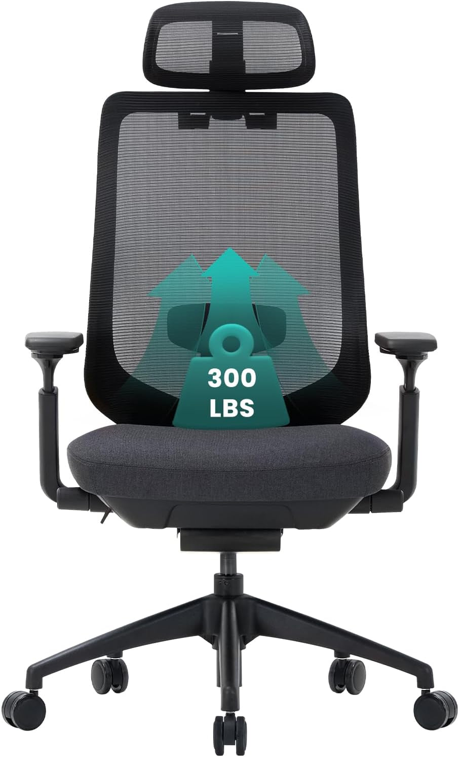 Ergonomic Mesh Office Chair,High Back Computer Executive Desk Chair,Lumbar Support with Adjustable Headrest and 4D Arms, Slide Seat, Tilt Lock-Black