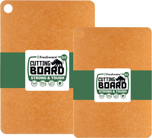 Wood Cutting Boards for Kitchen, Dishwasher Safe, Medium 12" X 9" and Large, 15" X 11.25", Set of 2, Natural