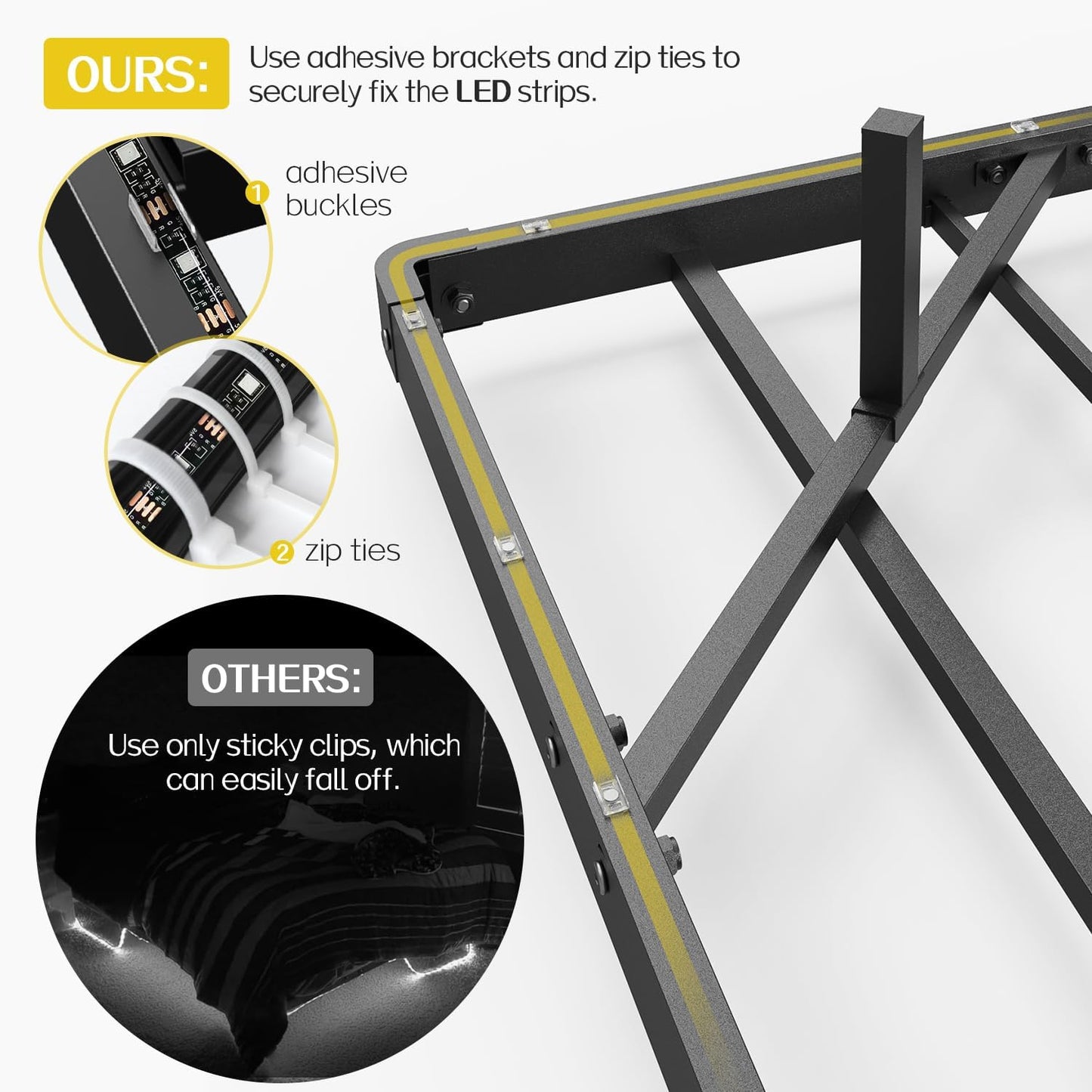 Full Size Modern Floating Bed Frame with Smart LED Lights, USB Charging Station, Sturdy Metal Platform, No Box Spring Needed, and Easy Assembly