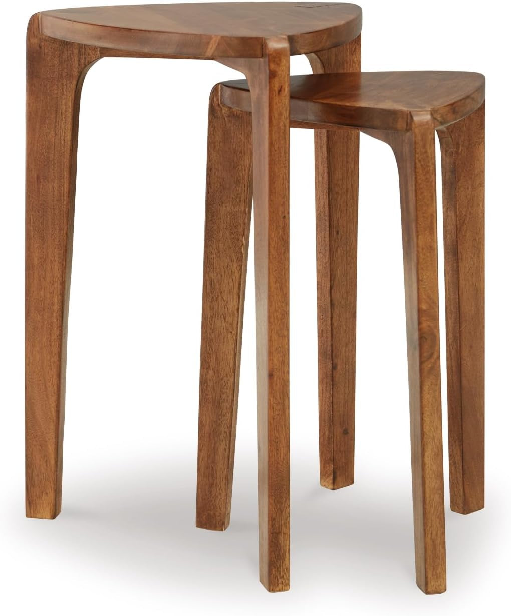 Brynnleigh Contemporary Nesting Accent Table, Set of 2, Light Brown