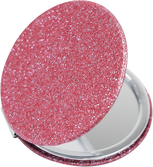 Double-Sided 1X/2X Magnifying Compact Mirror – Portable Metal Makeup Mirror for Purse, Ideal for Travel & On-The-Go Touch-Ups