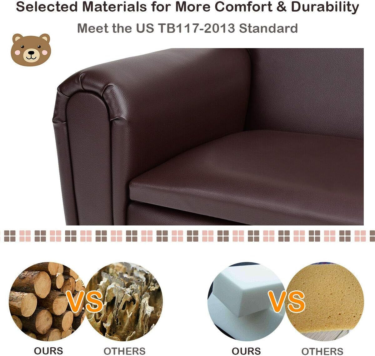 Kids Couch, 2 in 1 Double Seat Children'S Sofa W/Under Seat Storage, PU Leather Surface, Toddler Armrest Chair, Kids Room, Soft Sofa with Storage for Preschool Baby Boys Girls Gifts