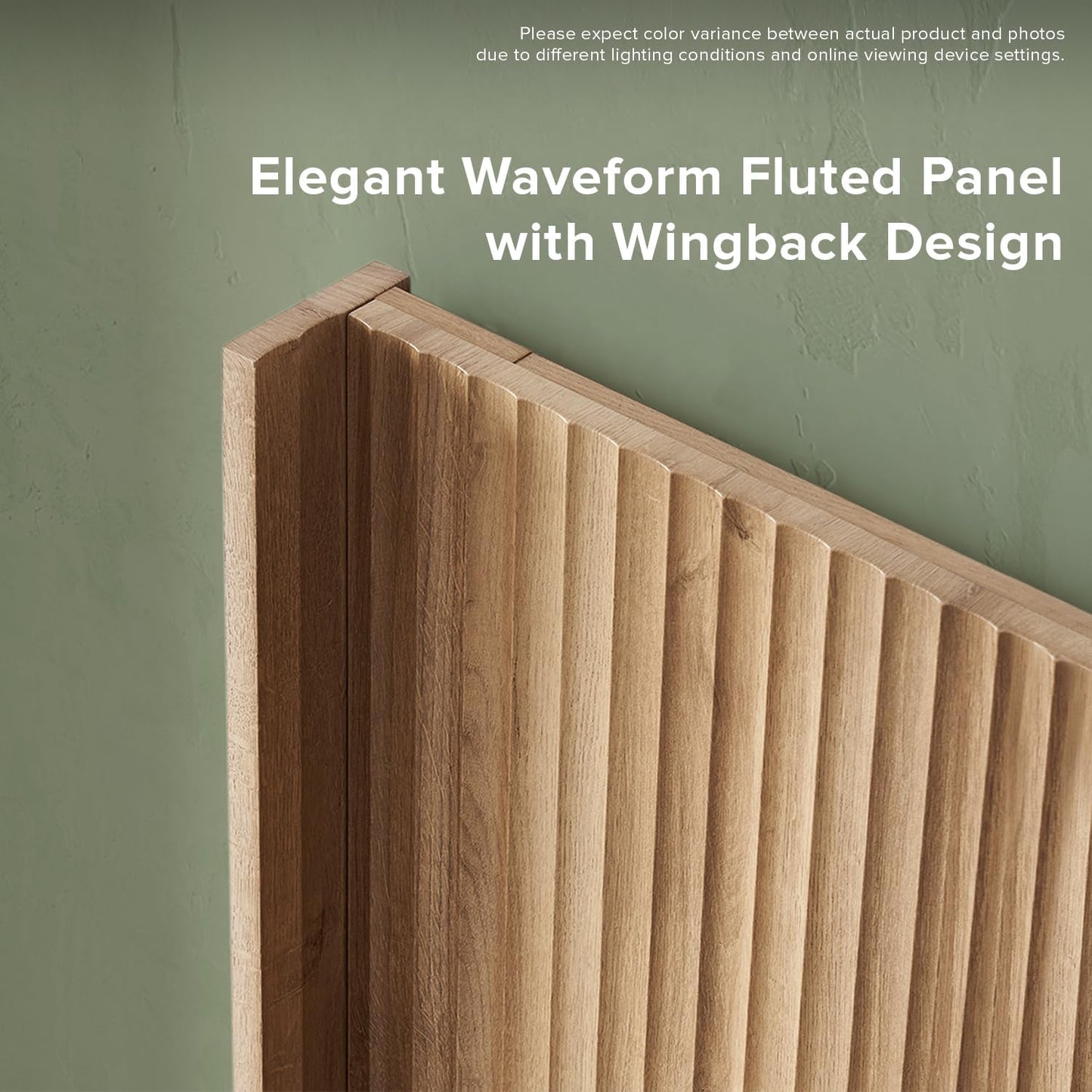 Brooklyn Fluted Panel Wingback Headboard 62.4" - Wall Mount Headboard for Queen Bed, Modern Farmhouse Bedroom Decor, 4-Panel Assembly (Golden Oak, Queen)