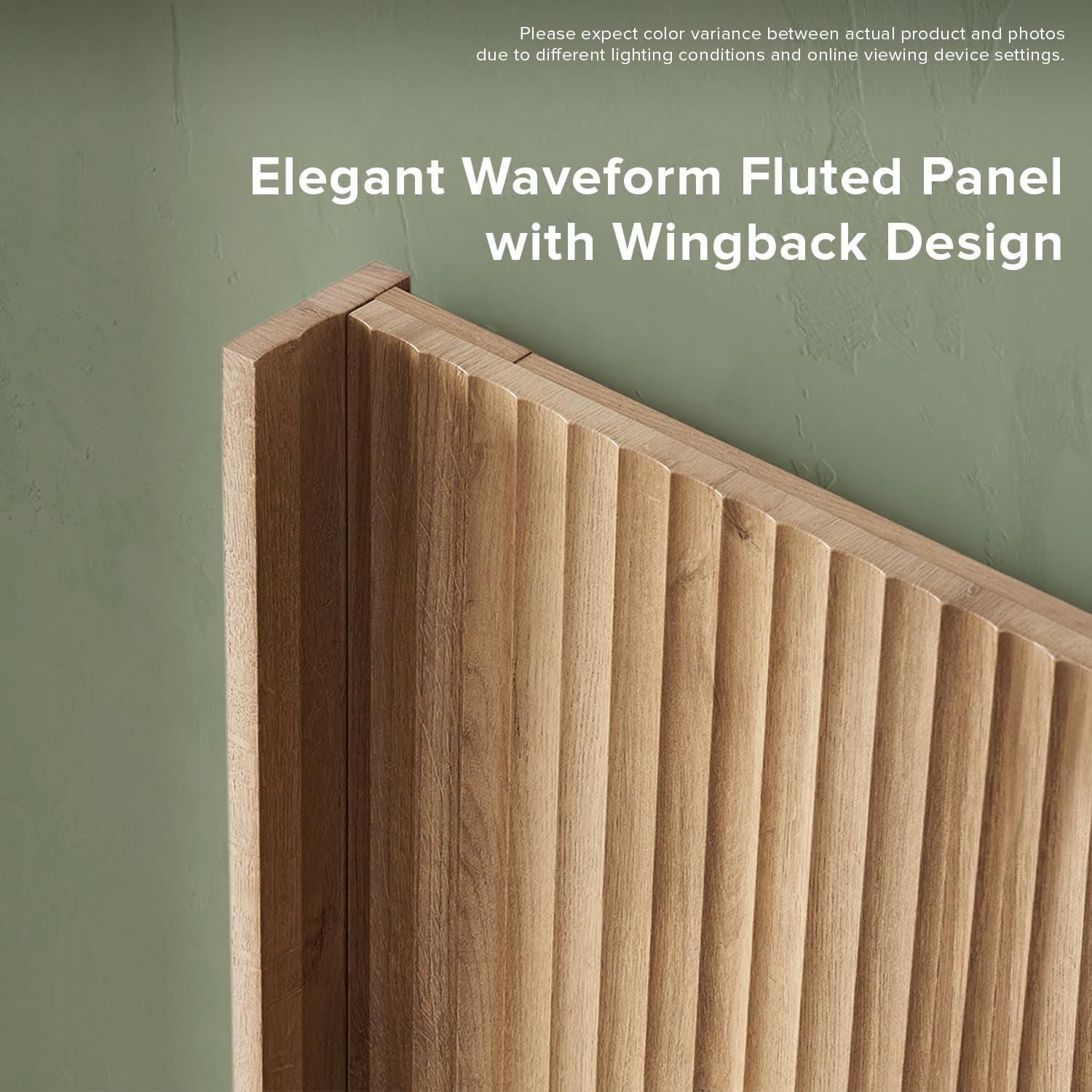 Brooklyn Fluted Panel Wingback Headboard 62.4" - Wall Mount Headboard for Queen Bed, Modern Farmhouse Bedroom Decor, 4-Panel Assembly (Golden Oak, Queen)