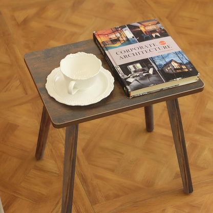 Side Table, Small Wood End Table Living Room, Mini Bed Side Table Modern Accent Nightstand with Solid Wood for Bedroom Office Small Spaces, Rustic Brown
