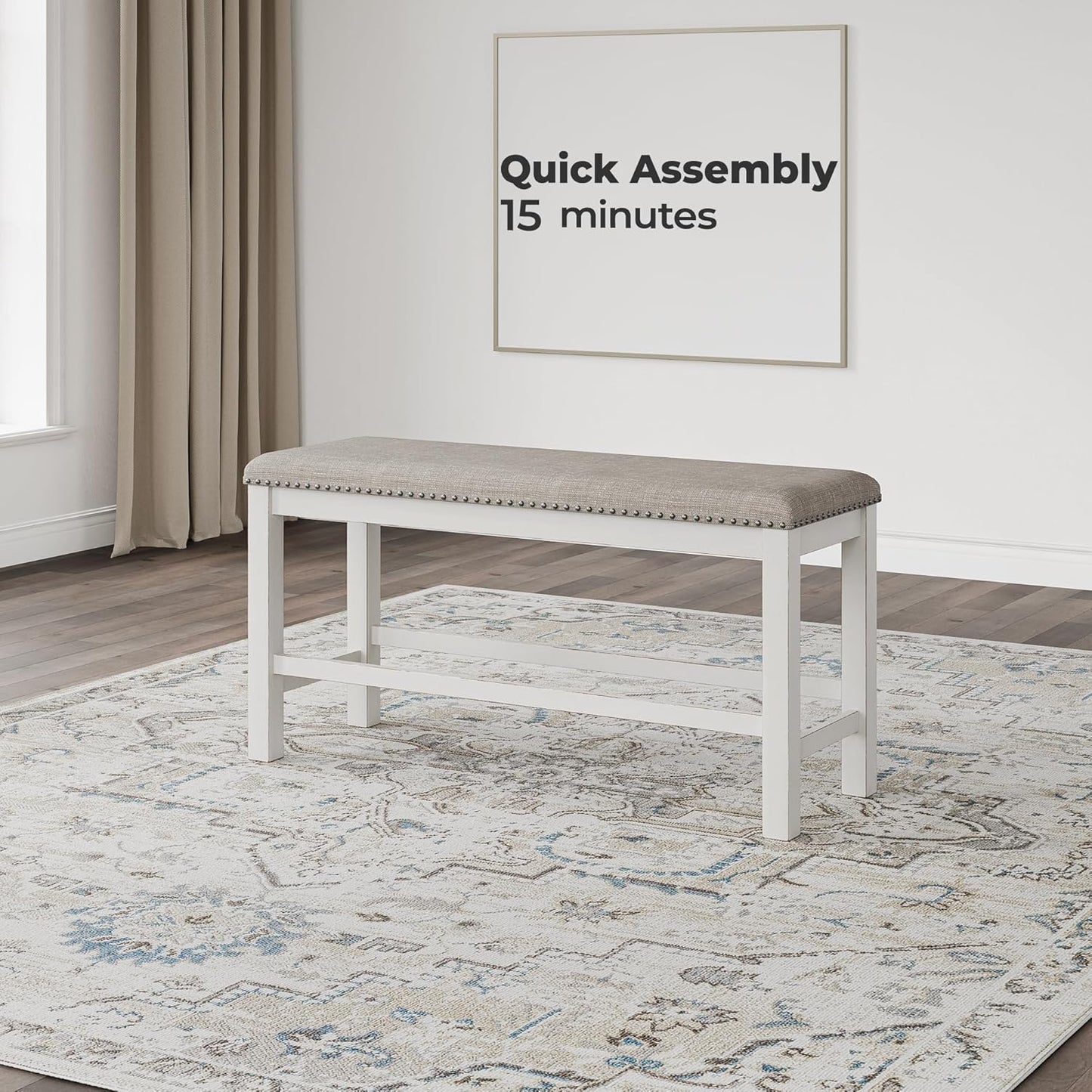 Robbinsdale 49" Counter Height Dining Bench, Antique White