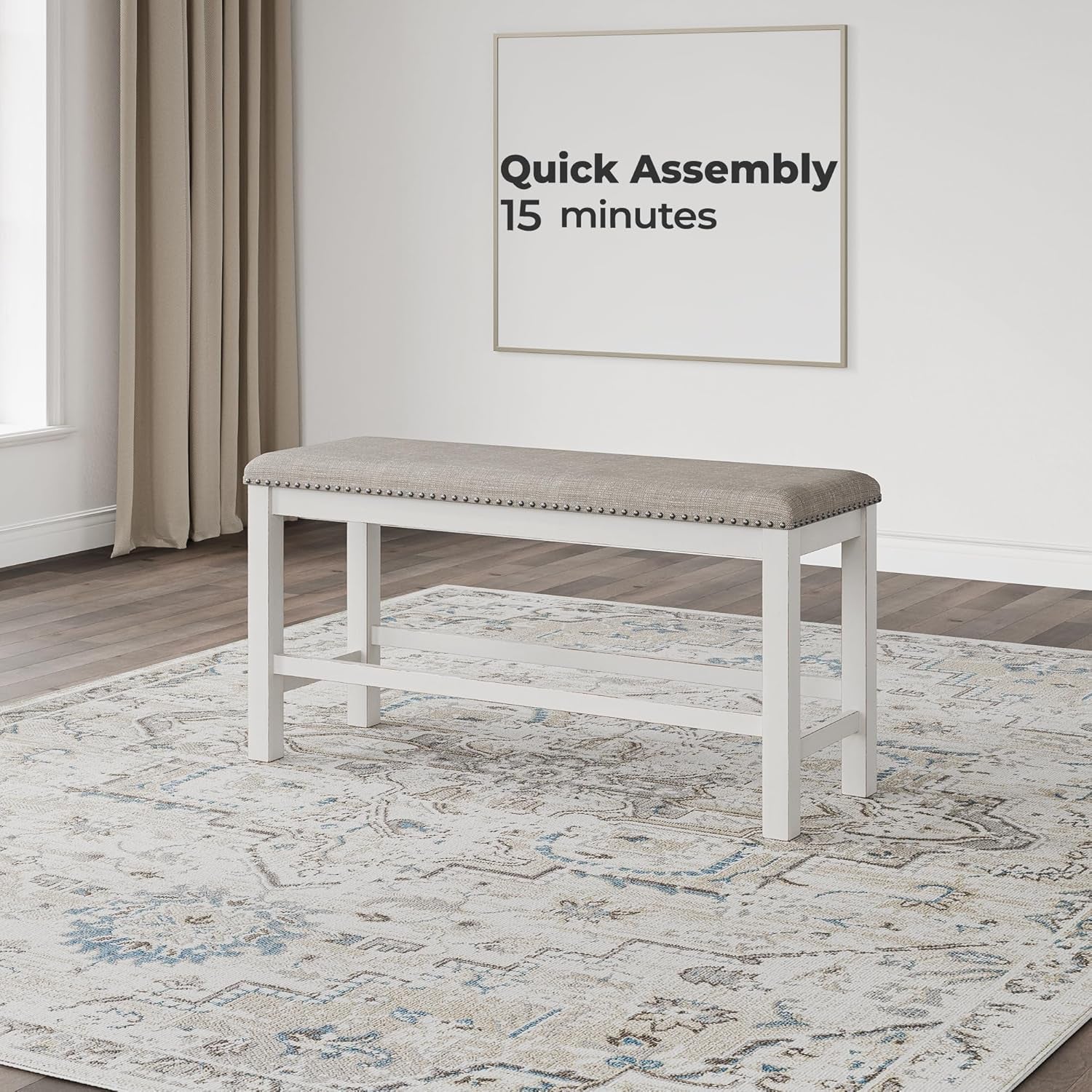 Robbinsdale 49" Counter Height Dining Bench, Antique White
