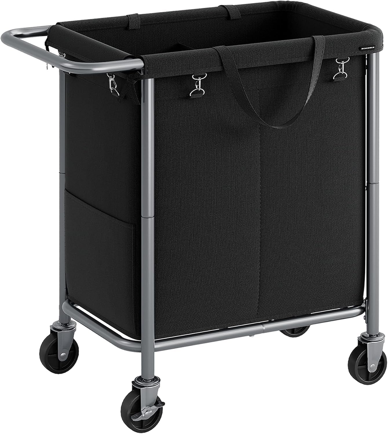 Laundry Basket with Wheels, 3-Section Rolling Laundry Hamper, 52.8 Gallons (200L), Removable Liner, Steel Frame with Handle, Blanket Storage, 35.8 X 15.4 X 31.9 Inches, Cream White URLS005W01