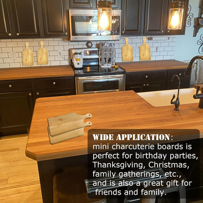 11X5 in Mini Charcuterie Boards,6 Pcs Small Wood Cutting Board Bulk Cutting Board for Crafts with Handle,Laser Engraving Cutting Boards Blank,Unfinished Wood Cutting Boards,Mini Cheese Board as Gift