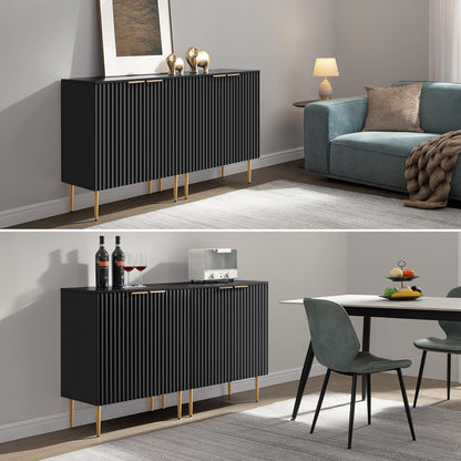 Modern Entryway Sideboard - Credenza Buffet Cabinet Storage with 2 Doors & Adjustable Shelves, Accent Console Coffee Bar Table for Kitchen Living Room Hallway, Black