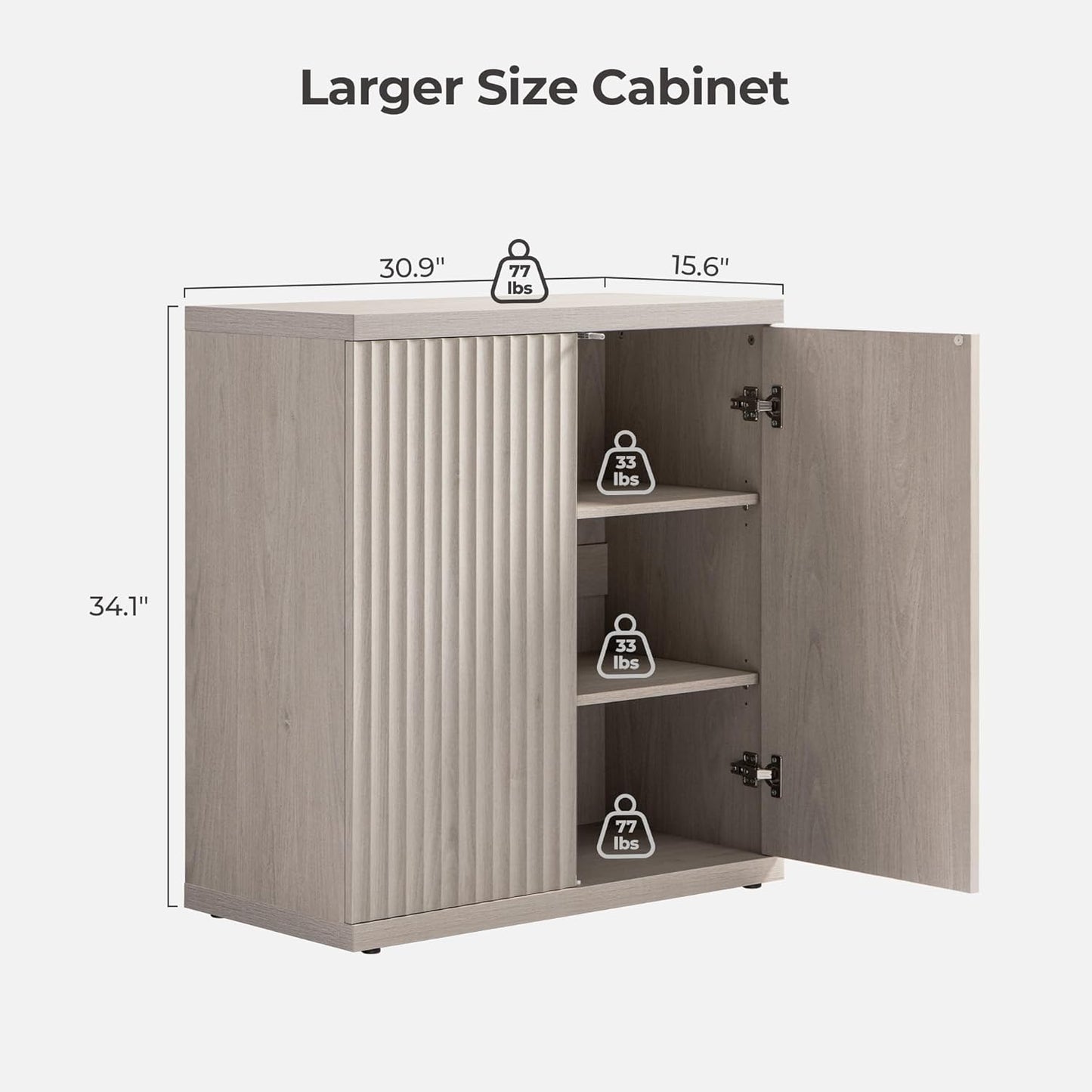 Buffet Cabinet with Storage Accent Sideboard Modern Credenza with Doors & Shelves Fluted Media Console Mid Century Coffee Bar Table for Living Room Kitchen Dining Room Hallway(3Pcs)