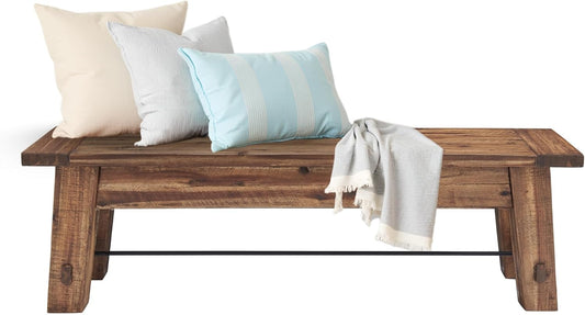 Durango Rustic Farmhouse Style 60-Inch Wood Bench - Industrial Modern Accent Furniture with Solid Wood Seat for Entryway, Dining Room, Hallway, Foyer, or Kitchen by