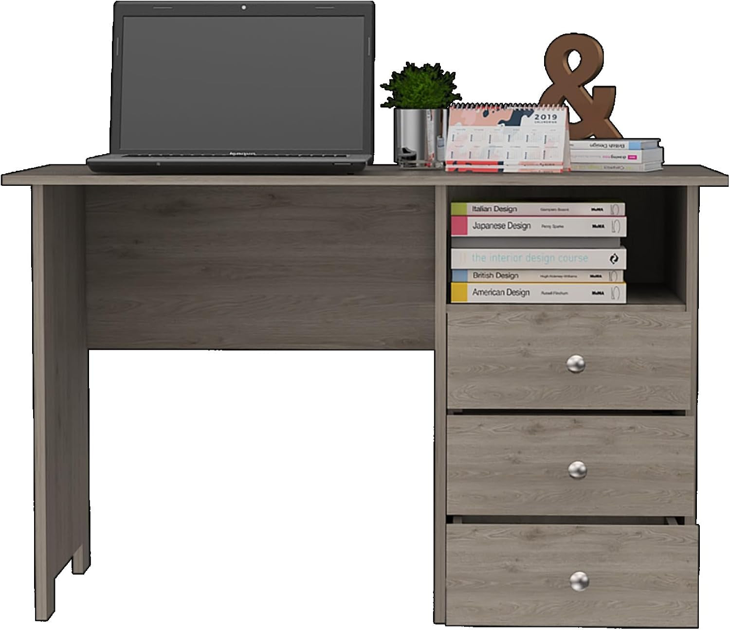 Modern Look Wooden Computer Desk with Open Storage Shelf and 3-Drawers, Multifunctional and Practical Study Writing Table for Studio Apartments, Dorms, Bedrooms, and Small Offices