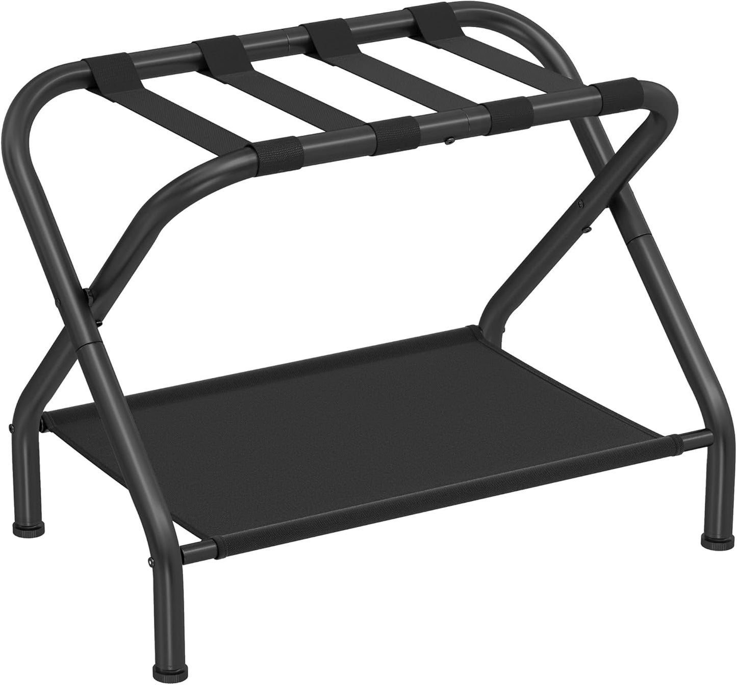Luggage Racks, Set of 2, Suitcase Stand with Fabric Storage Shelf, for Guest Room, Bedroom, Hotel, Foldable, Holds up to 110 Lb, 27.2 X 15 X 20.5 Inches, Slate Gray URLR002G02
