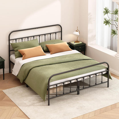 Metal Bed Frame - Structurally Stable Heavy Duty Steel Slat Supported King Bed Frames,No Box Spring Needed for Easy Removal and Transport.