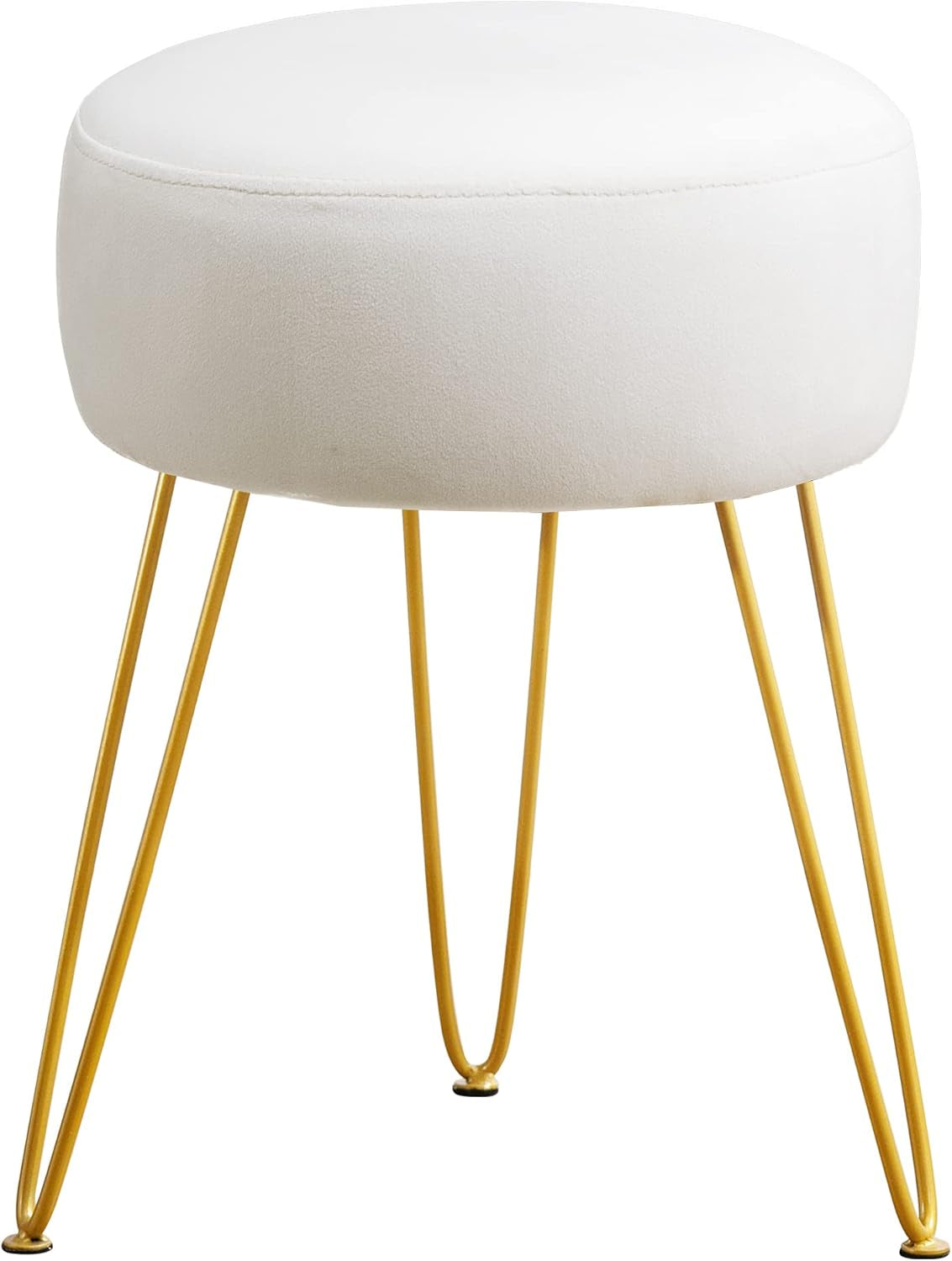 Vanity Stool, White Vanity Stools for Makeup Room, round Ottoman Foot Stool, Velvet Footrest Vanity Chair for Bathroom Vanity, Bedroom, Living Room, Entryway, Offices