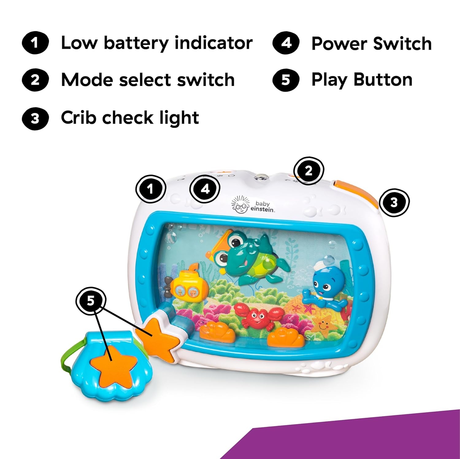Sea Dreams Soother Musical Crib Toy and Sound Machine, Newborn and Up