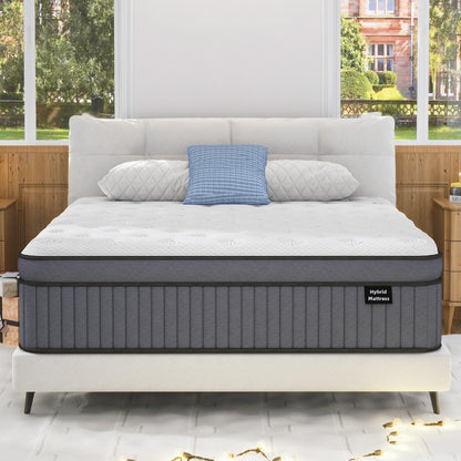 14 Inch Medium Firm King Size Mattress [Upgraded] King Hybrid Mattresses in a Box with Gel Memory Foam & Pocket Springs, Strong Edge Support,Pressure Relief,Certipur-Us,365-Night Trial