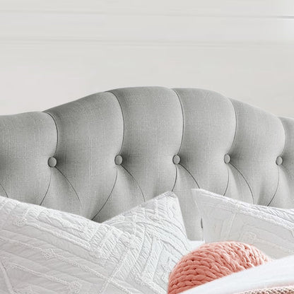 Givanna Adjustable Heigh Headboard with Linen Upholstery and Button Tufting for Bedroom,Queen,Dove Gray