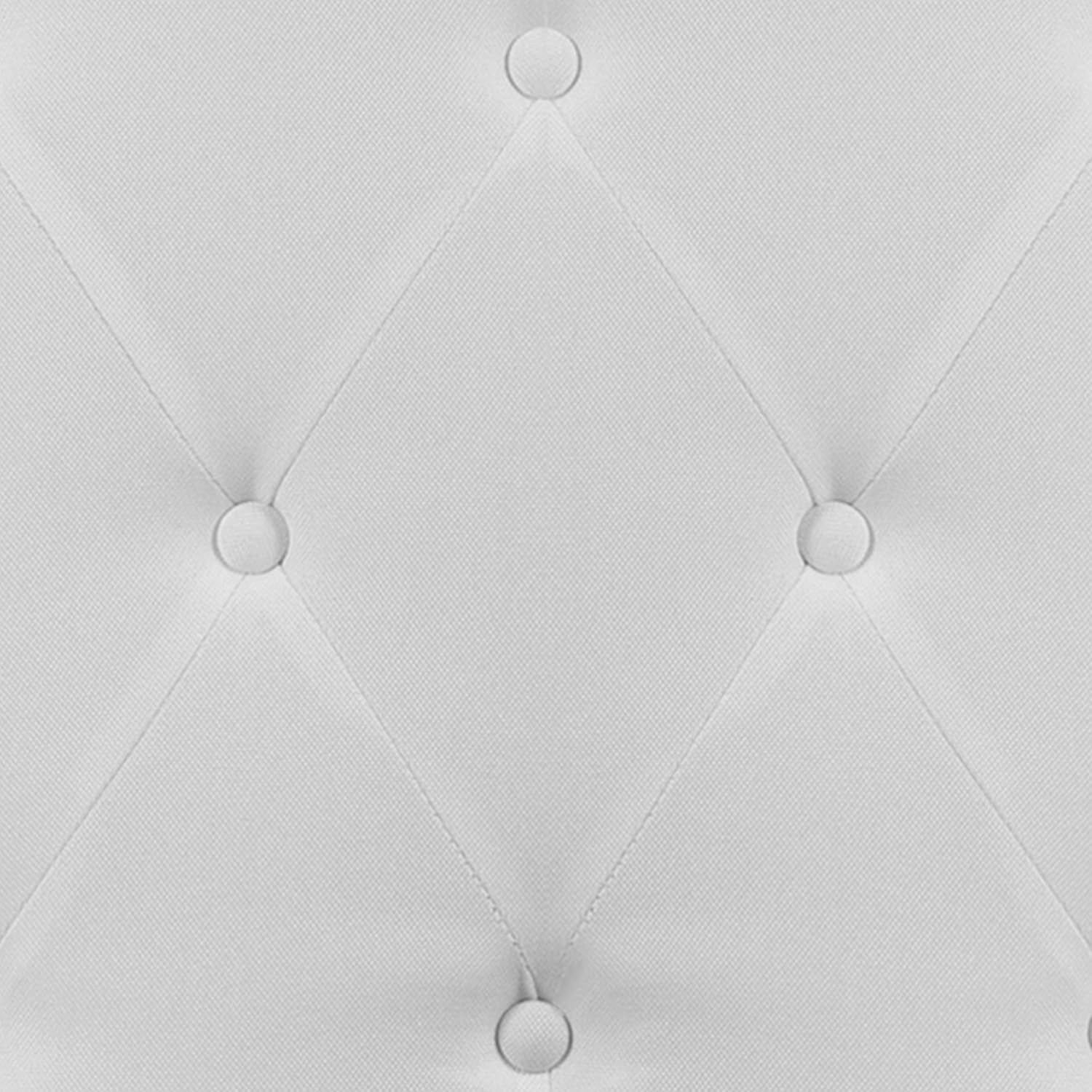 Tufted Upholstered Queen Size Headboard in White Fabric