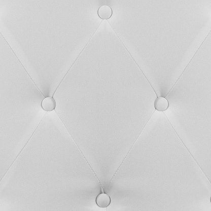 Tufted Upholstered Queen Size Headboard in White Fabric