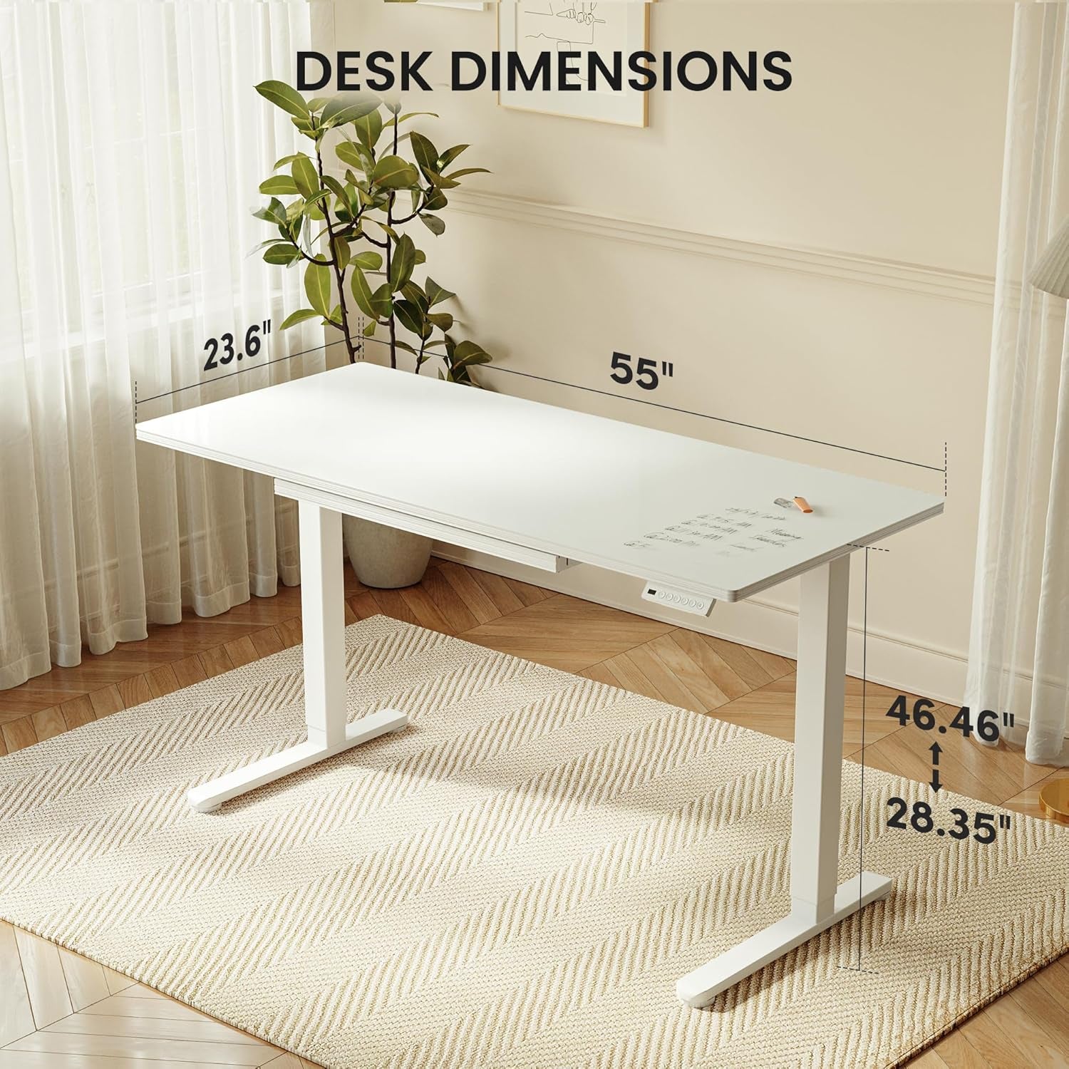 55X24 Inchs Electric Standing Desk - One-Piece Glass Top, Height Adjustable Workstation with 4 Memory Presets, Ergonomic Sit-To-Stand Table for Home Office & Gaming