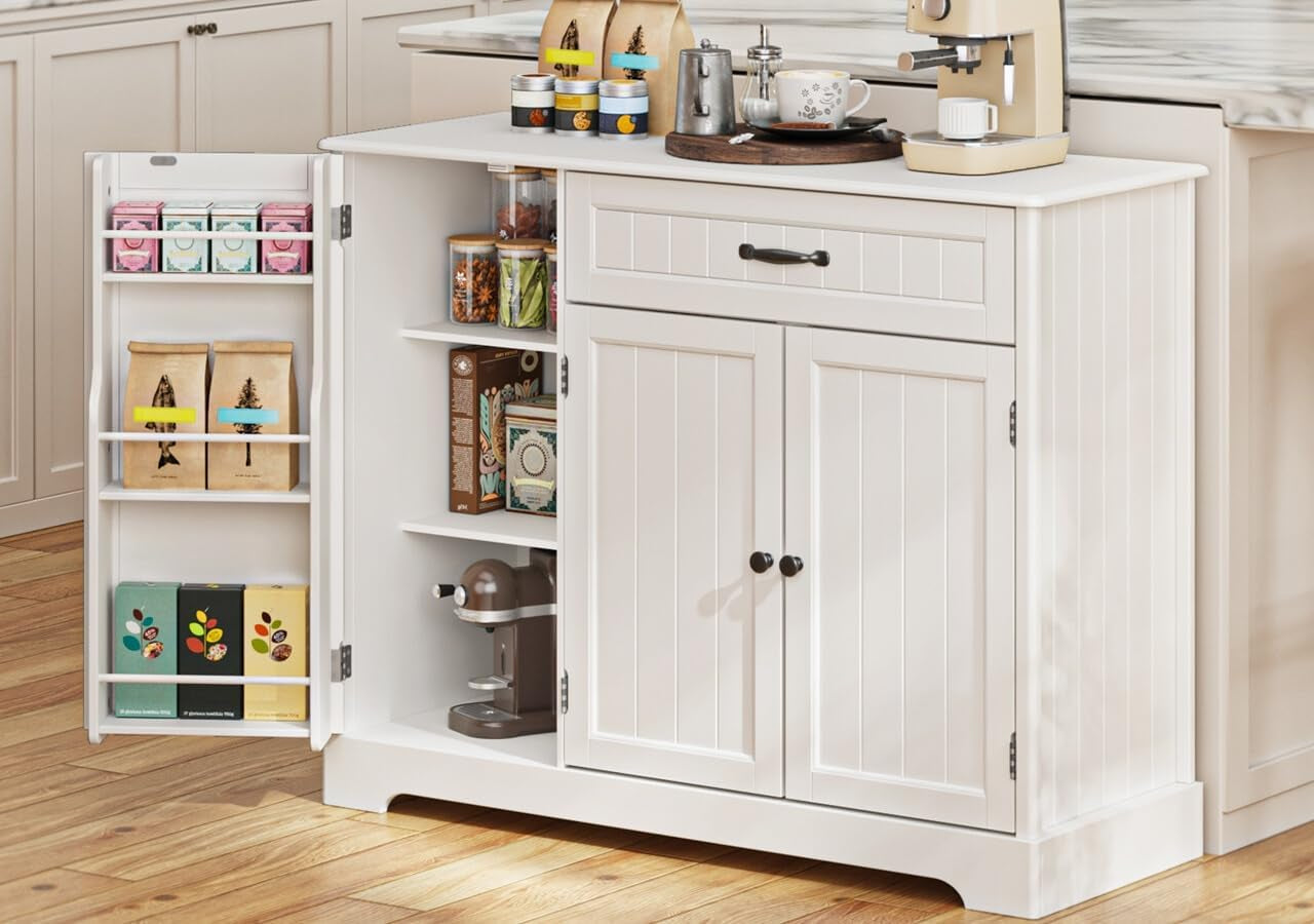 Kitchen Sideboard Buffet Cabinet with Storage Small Coffee Bar Cabinet with Drawer, Kitchen Pantry Storage Cabinet with Door and Shelves for Bathroom and Living Room