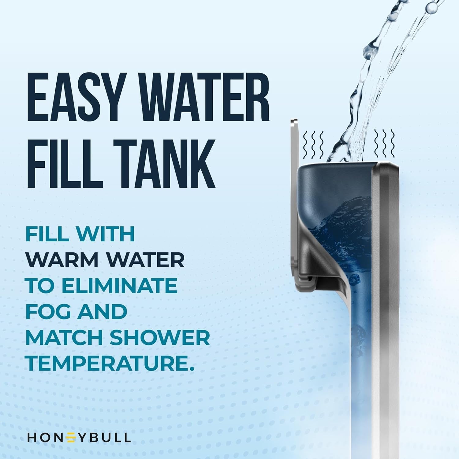 Fogless Shower Mirror for Shaving – anti Fog Mirror for Shower with Water Tank, Adhesive Hook Mount, Bonus Razor Holder & Squeegee – for Men and Women, Small Bathroom Accessory (Black)