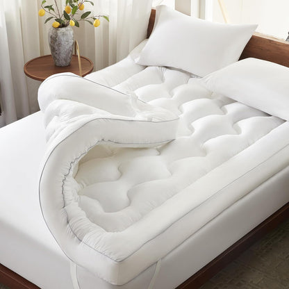 4 Inch Memory Foam Mattress Topper King Size, Filled with Breathable Memory Foam Pillow Topper, Soft Fluffy Supportive Bed Mattress Pad for Back Pain Relief, 80X78X4 Inch
