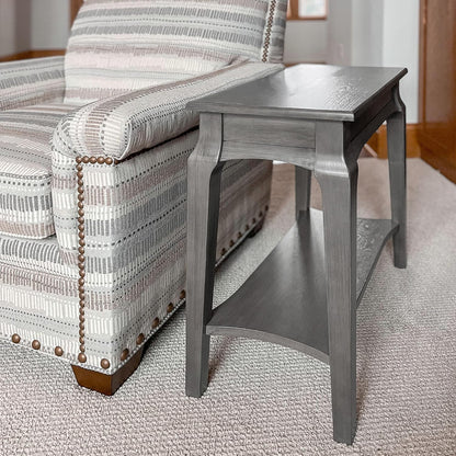 Stratus Solid Wood Narrow Side End Table with Shelf, Smoke Gray, Perfect for Living Rooms, Bedrooms, and Small Spaces – , 22005-GR