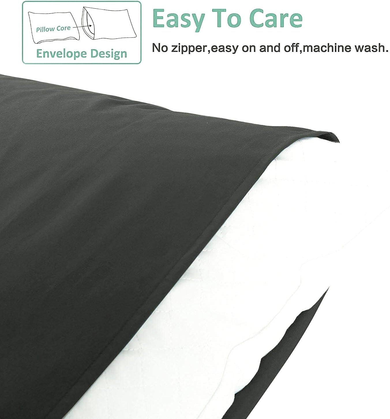 King Pillowcase Set - 2 Pack Brushed Microfiber 20X36 Pillowcases - Soft, Wrinkle-Free, Fade-Resistant, Stain-Resistant, Dark Grey Pillowcases with Envelope Closure - 20X36 Inches, Dark Grey