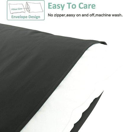 King Pillowcase Set - 2 Pack Brushed Microfiber 20X36 Pillowcases - Soft, Wrinkle-Free, Fade-Resistant, Stain-Resistant, Dark Grey Pillowcases with Envelope Closure - 20X36 Inches, Dark Grey