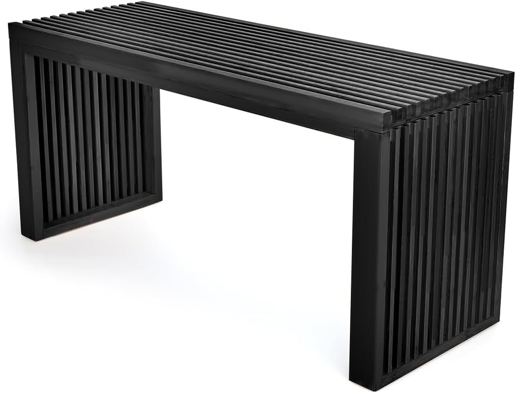 Bamboo Dining Bench, 35 Inch Farmhouse Decor Indoor Kitchen Table Bench, Entryway Shoe Rack Bench Solid Bamboo Benches for Living Room, Hallway, Bedroom, Bathroom