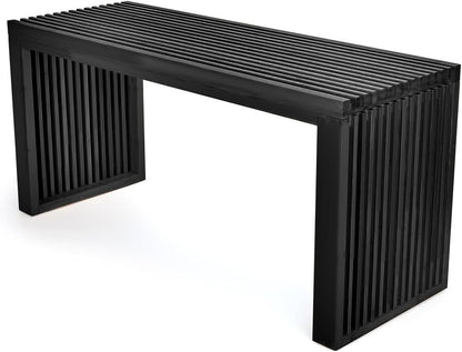 Bamboo Dining Bench, 35 Inch Farmhouse Decor Indoor Kitchen Table Bench, Entryway Shoe Rack Bench Solid Bamboo Benches for Living Room, Hallway, Bedroom, Bathroom