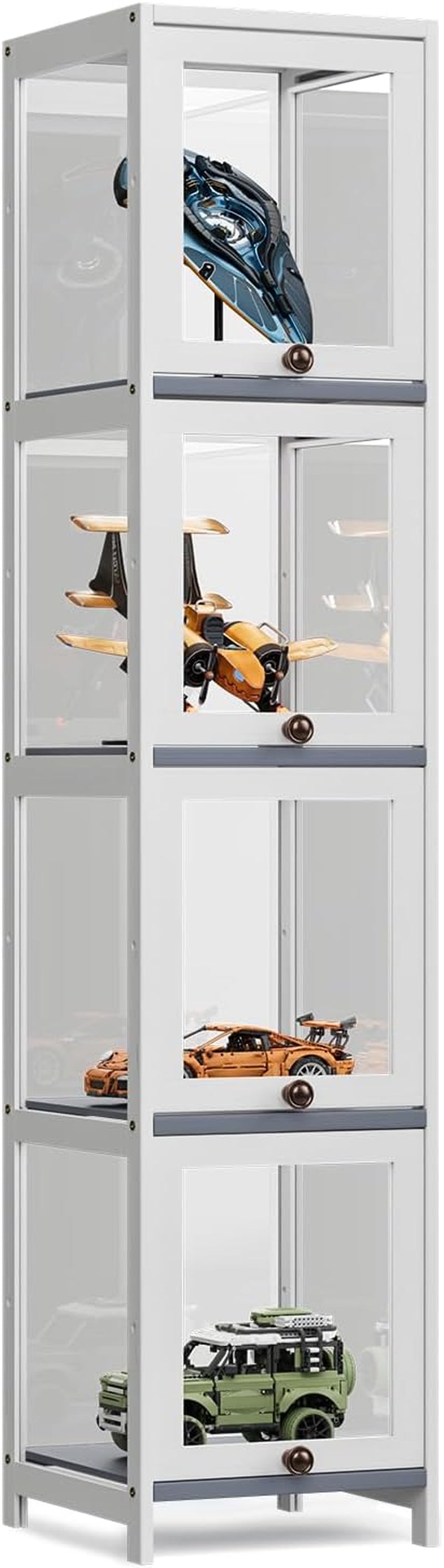 60" Tall Slim Narrow Clear Display Cabinet with Acrylic Door Curio Cabinet Display Case Corner Shelves Collection Display Case, White