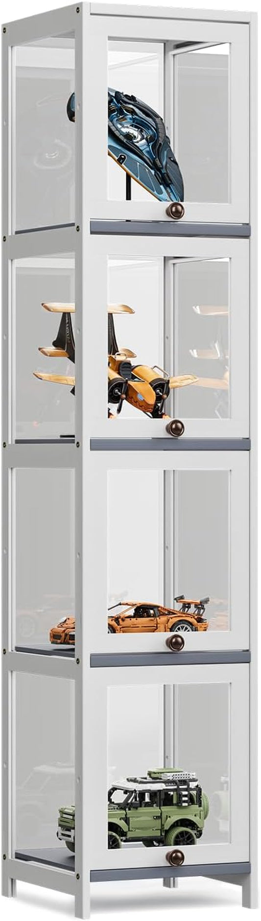 60" Tall Slim Narrow Clear Display Cabinet with Acrylic Door Curio Cabinet Display Case Corner Shelves Collection Display Case, White