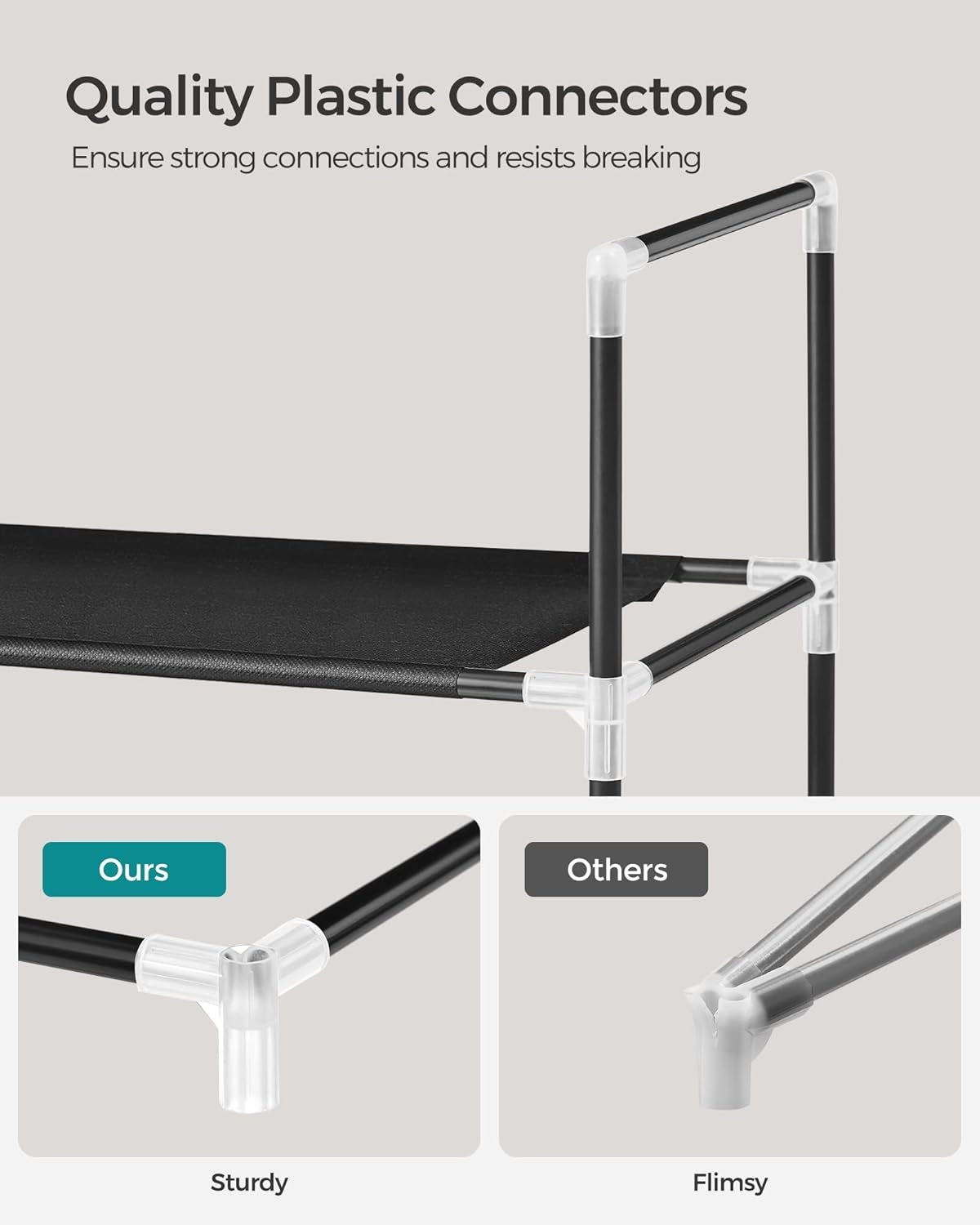 5-Tier Shoe Rack, Shoe Storage for Hallway Closet, Slim and Space-Saving, Metal Frame, Non-Woven Fabric Shelves, Black ULSH55H