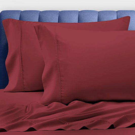 100% Luxury Cotton King Size Pillow Case Rio Red, 1000 Thread Count 100% Long Staple Cotton Sateen Pillowcase, Pillow Covers with Stylish 4" Hem (Combed Cotton King Pillowcase Set of 2)