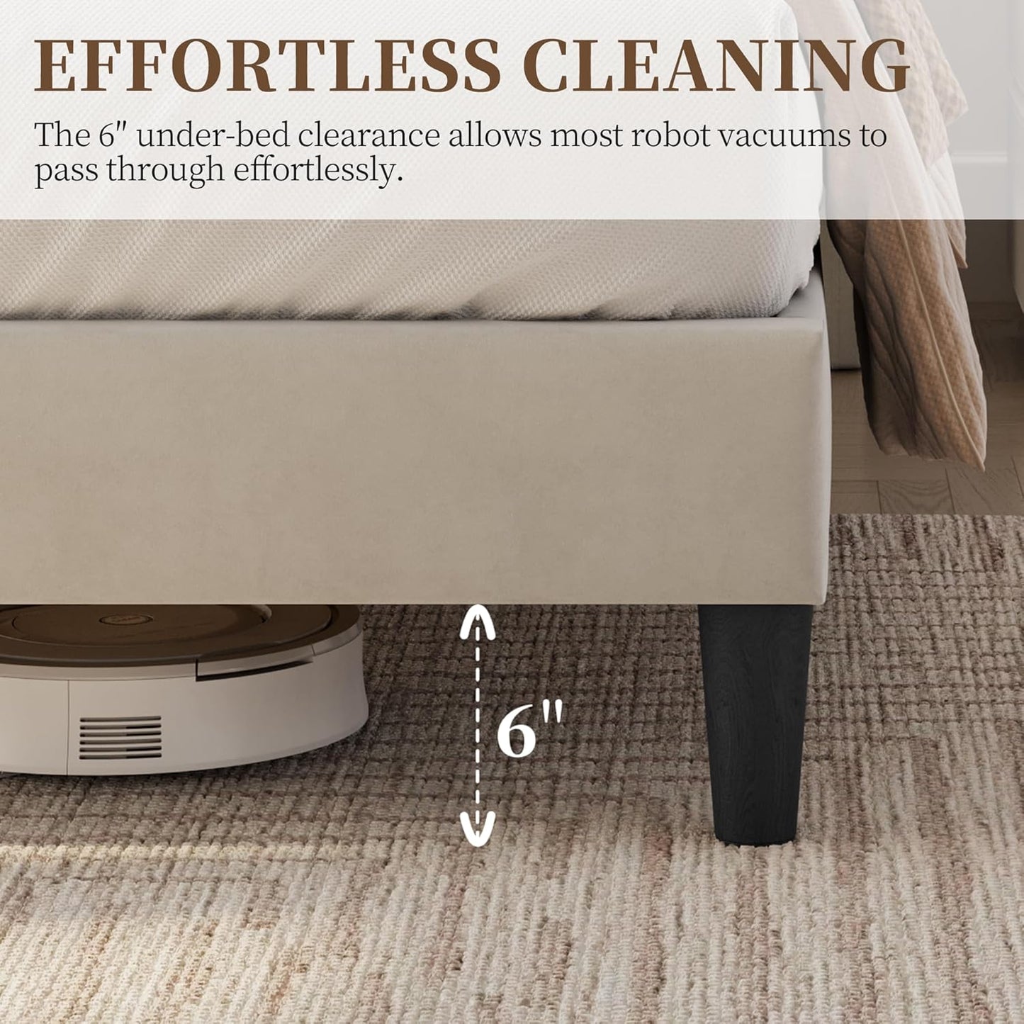 Queen Bed Frame with USB Charging Station and Storage Shelf/Upholstered Headboard Platform Bed with Wing Side/Wooden Slats Support/Noise Free/No Box Spring Needed/Easy Assembly, Ivory