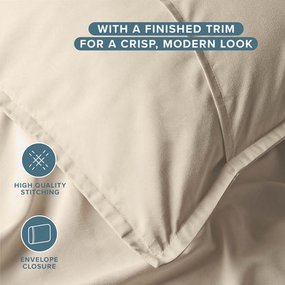 King Pillow Sham Covers - Set of 2 - Premium 1800 Ultra-Soft Microfiber - Double Brushed - Stain & Fade Resistant - Bed Pillow Shams - Pillows Not Included (Set of 2, Sand)