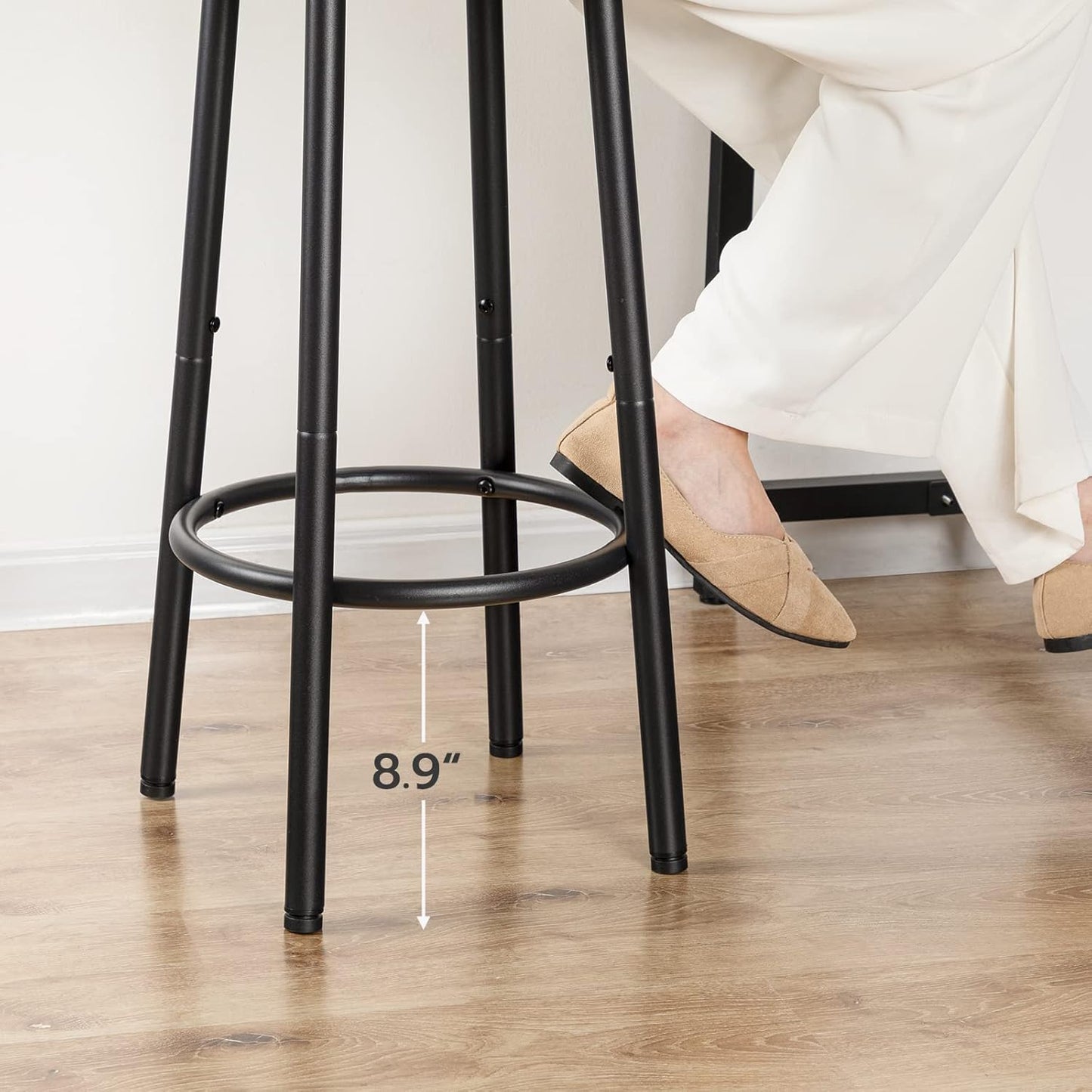 Bar Stools, Set of 2 Bar Chairs, Kitchen round Height Stools with Footrest, Breakfast Bar Stools, Sturdy Steel Frame, for Dining Room, Kitchen, Party, Easy Assembly, Rustic Brown BF03BY01
