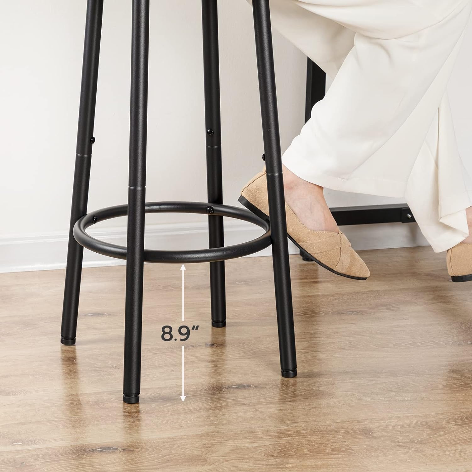 Bar Stools, Set of 2 Bar Chairs, Kitchen round Height Stools with Footrest, Breakfast Bar Stools, Sturdy Steel Frame, for Dining Room, Kitchen, Party, Easy Assembly, Rustic Brown BF03BY01