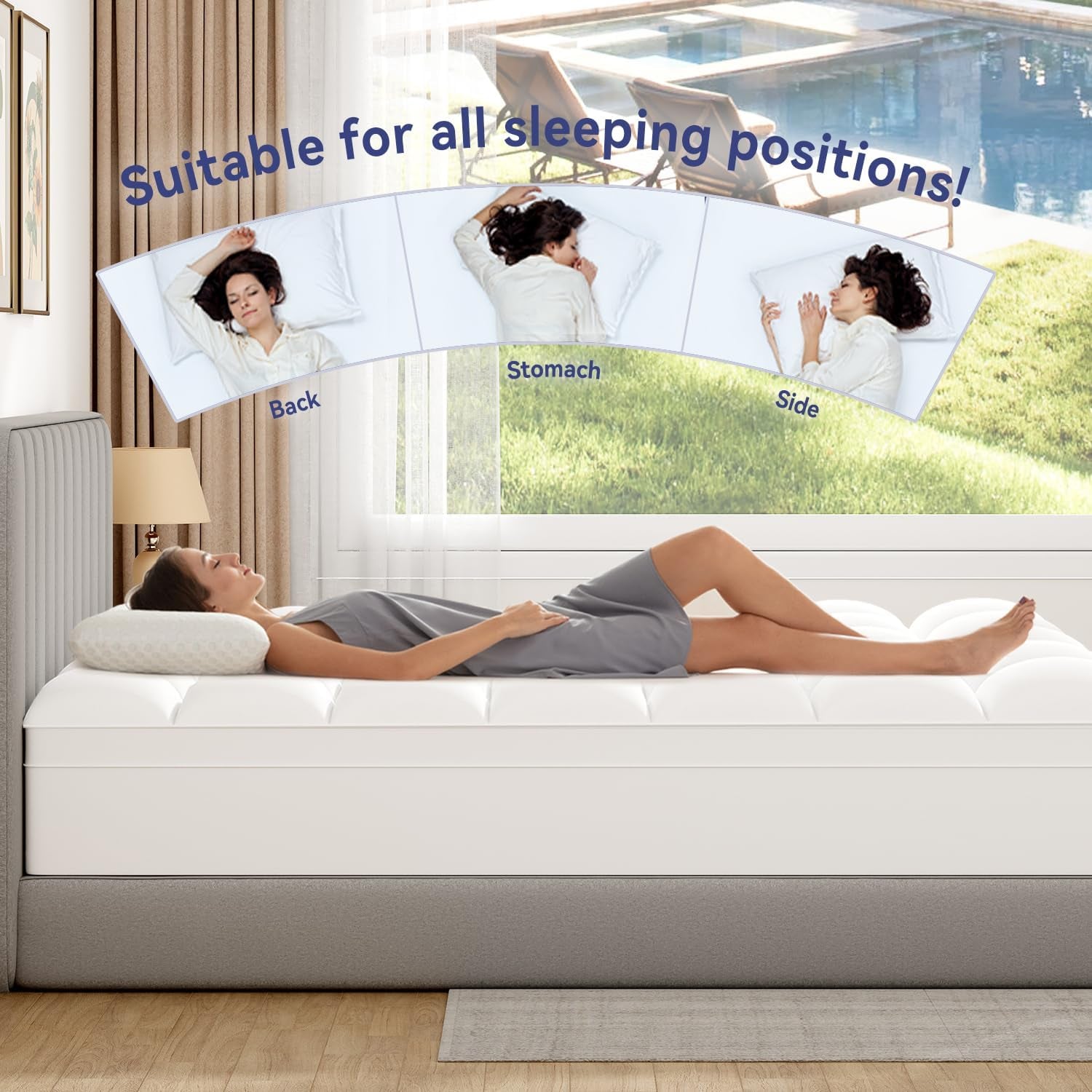 Queen Mattress Topper for Back Pain, Extra Thick Mattress Pad Cover, Plush Soft Pillowtop with Elastic Deep Pocket, Overfilled down Alternative Filling