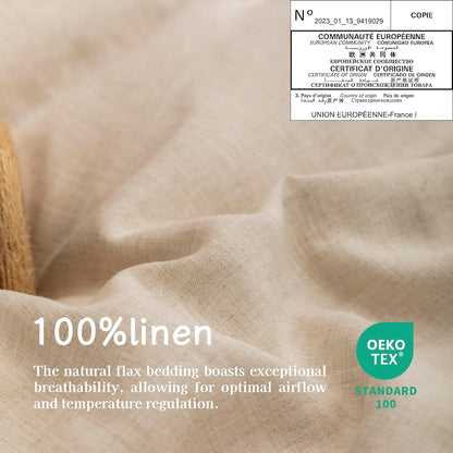 100% Linen Pillowcases Set of 2, French Linen from Normandy, 20X36Inch Standard Size, Natural Color, Coconut Buttons Closure, Flax Pillowshams-Pillowcase-Linen